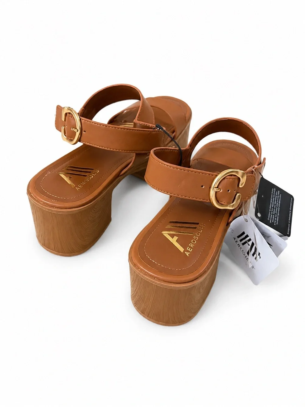 AEROSOLES Cognac Double-Strap Platform Sandal
